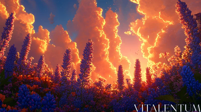 AI ART Breathtaking Sunset Flower Field