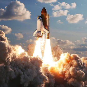 Shuttle Lift-Off in Majestic Sky