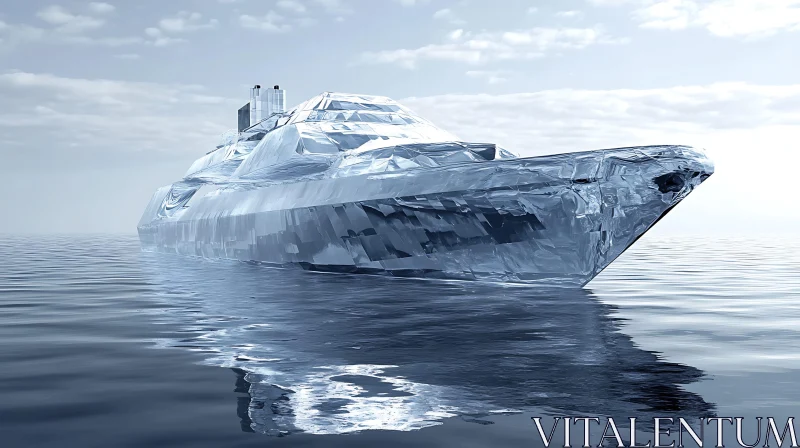 Icy Vessel on Tranquil Sea AI Image