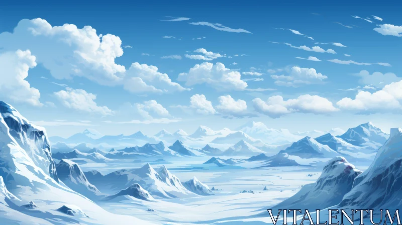 Snowy Mountain Landscape - Detailed Character Illustration AI Image