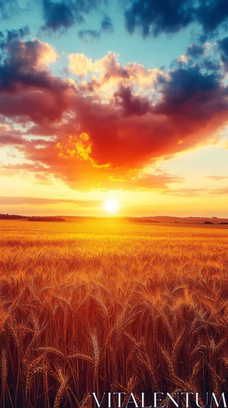 Golden Field Sunset AI Image