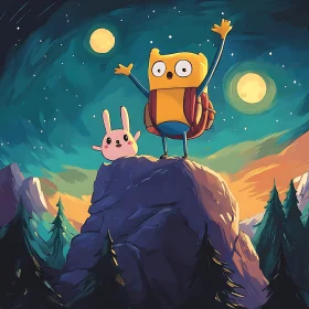 Animated Forest Adventure with Owl and Rabbit