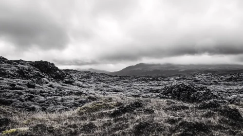 Dark Lava Fields in Barren Terrain