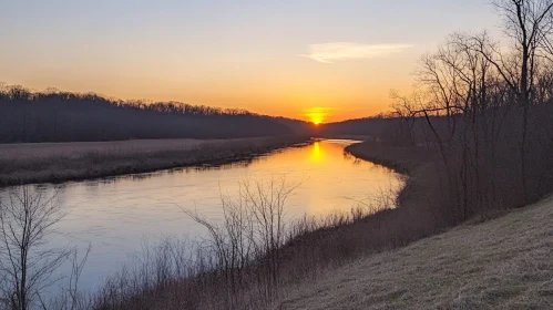 Peaceful Sunset Over River