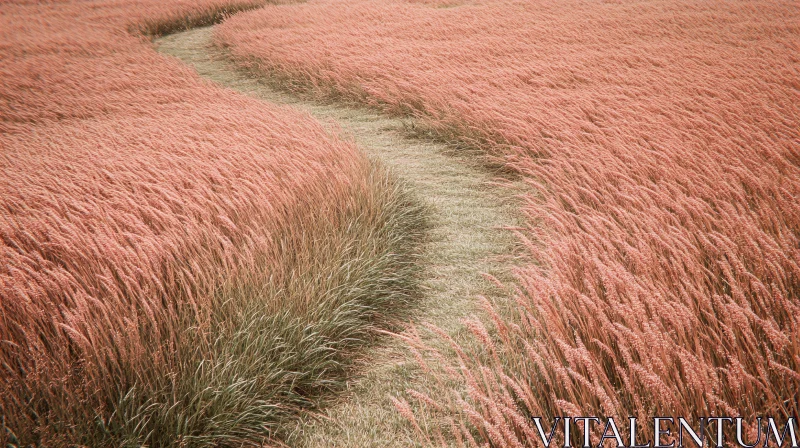 Tranquil Grass Path in Nature AI Image