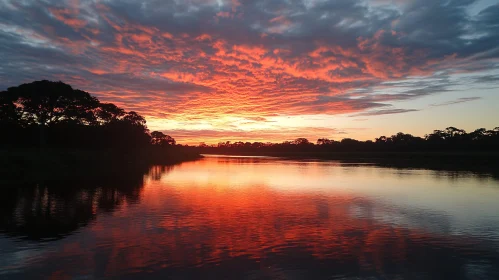 Sunset Glory: Lake and Sky in Harmony