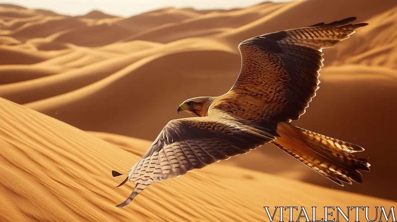 AI ART Falcon Flying Over Sand Dunes