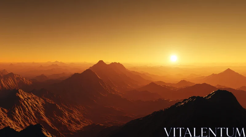 Golden Hour Over Mountains AI Image