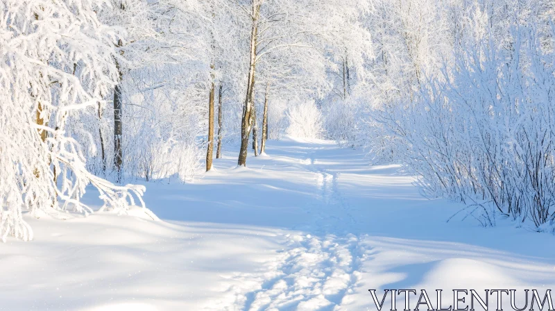 AI ART Serene Snowy Woodland Trail