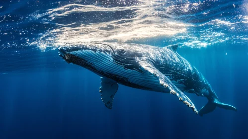 Whale Elegantly Gliding Under the Ocean Surface