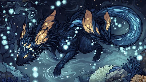 Fantasy Artwork of a Mythical Underwater Creature