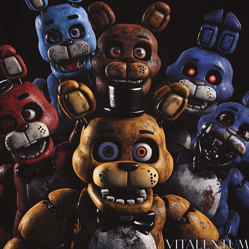 Creepy Animatronics with Eerie Expressions AI Image