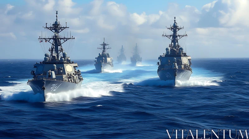 Warships in Ocean Formation AI Image