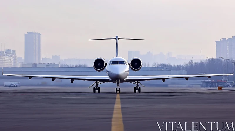 AI ART Sleek Airplane on Urban Runway