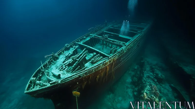 Submerged Shipwreck Underwater Mystery AI Image