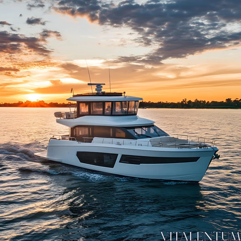 Elegant Yacht Cruising at Sunset AI Image