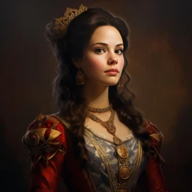 Royal Female Figure in Historic Attire: Digital Art