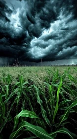 Menacing Clouds Above a Green Cornfield