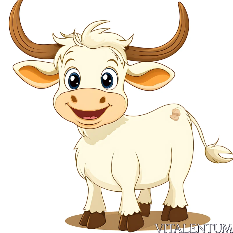 Cheerful Cartoon Cow Image AI Image