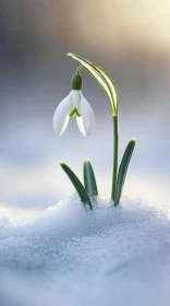 Snowdrop Flower Breaking Through Winter Snow