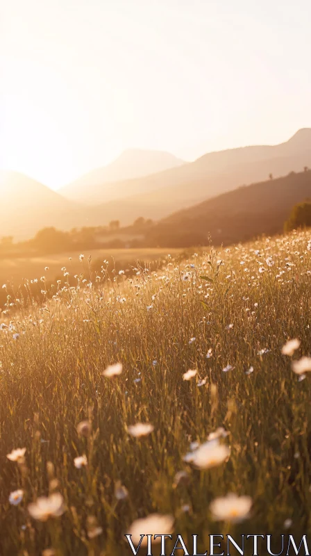 Golden Hour in a Field of Wildflowers AI Image