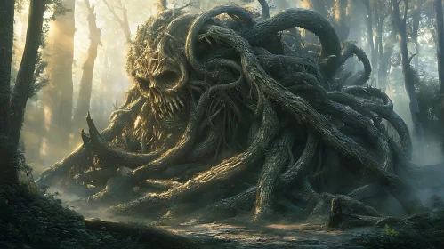 Eerie Forest Entity Made of Roots