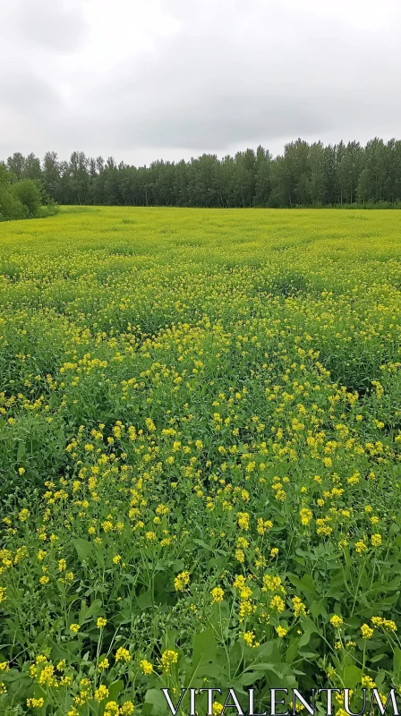 Picturesque Yellow Flower Field AI Image