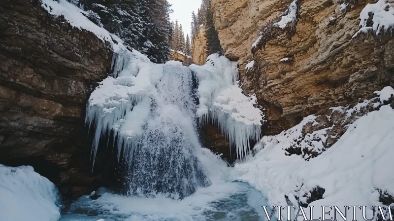 AI ART Frozen Waterfall in a Winter Wonderland