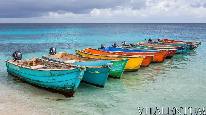 Vibrant Boats at the Beach AI Image