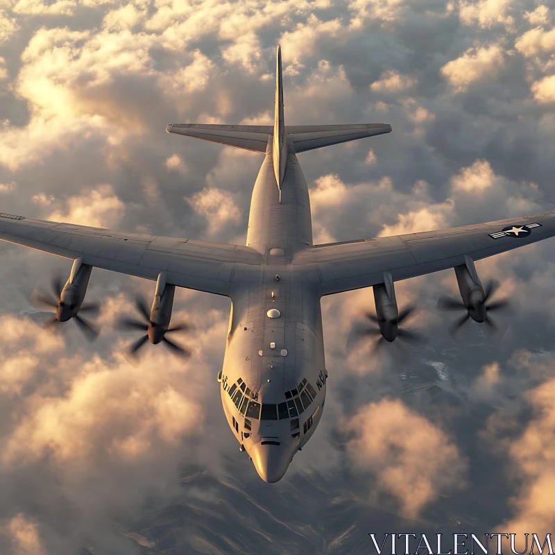 Military Plane Aviation Sunset AI Image