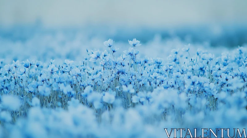 Tranquil Blue Flower Meadow AI Image