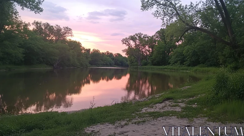 AI ART Sunset Reflections on a Tranquil River