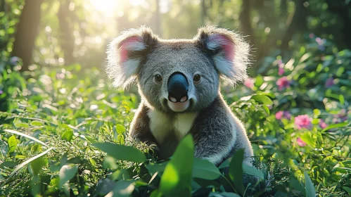 Koala in Sunlit Wilderness