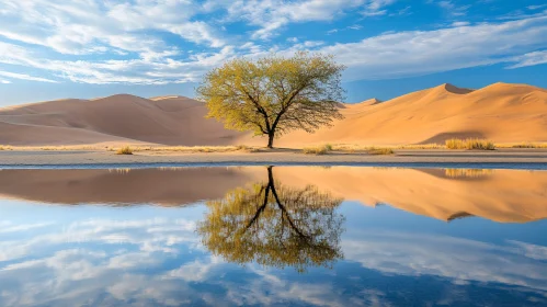 Lone Tree and Dunes Reflection