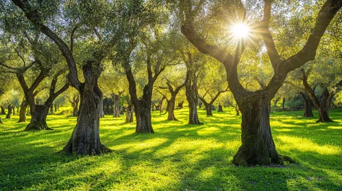 Peaceful Forest Sunlight Through Trees