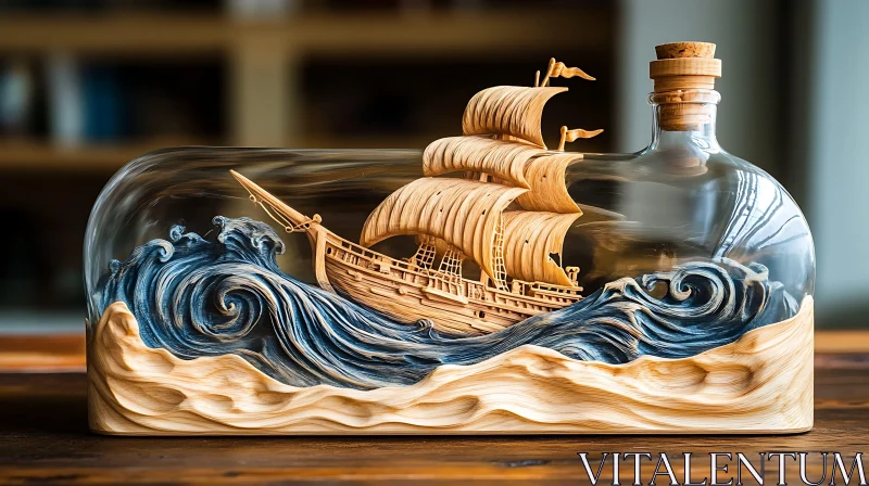 Maritime Art: Ship in a Bottle AI Image