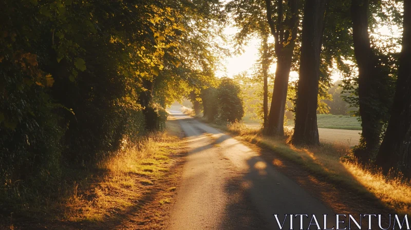 Tranquil Morning Path with Sunlit Trees