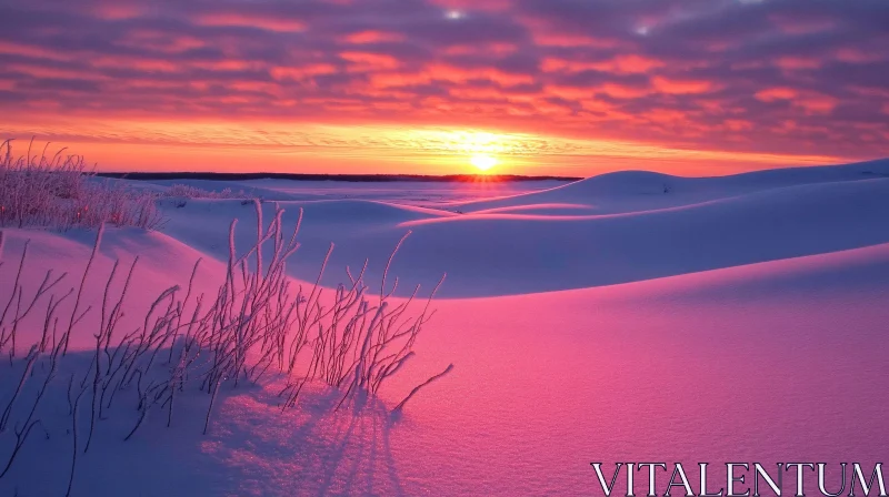 AI ART Snowy Dunes at Sunset