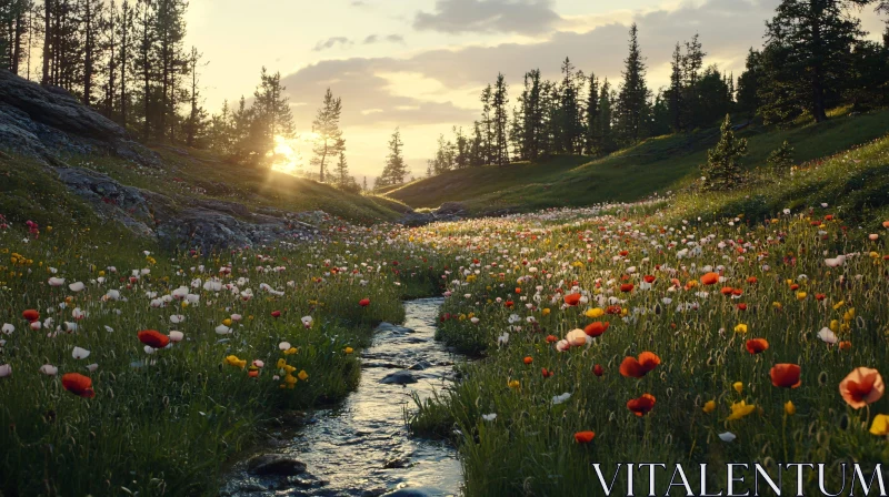 Wildflower Stream at Sunset