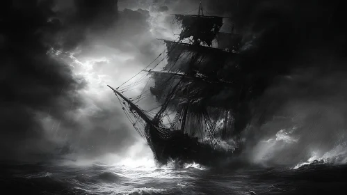 Haunted Vessel in a Storm