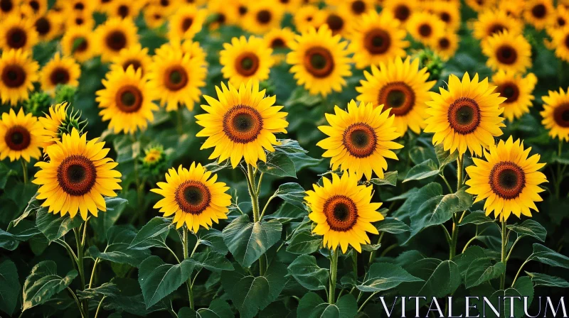 Sunny Sunflower Field Under Warm Sunlight