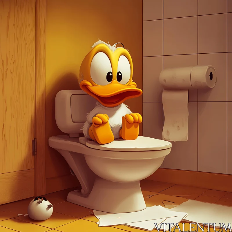 Funny Duck in Lavatory Scene
