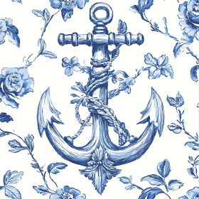 Blue Floral Anchor Design