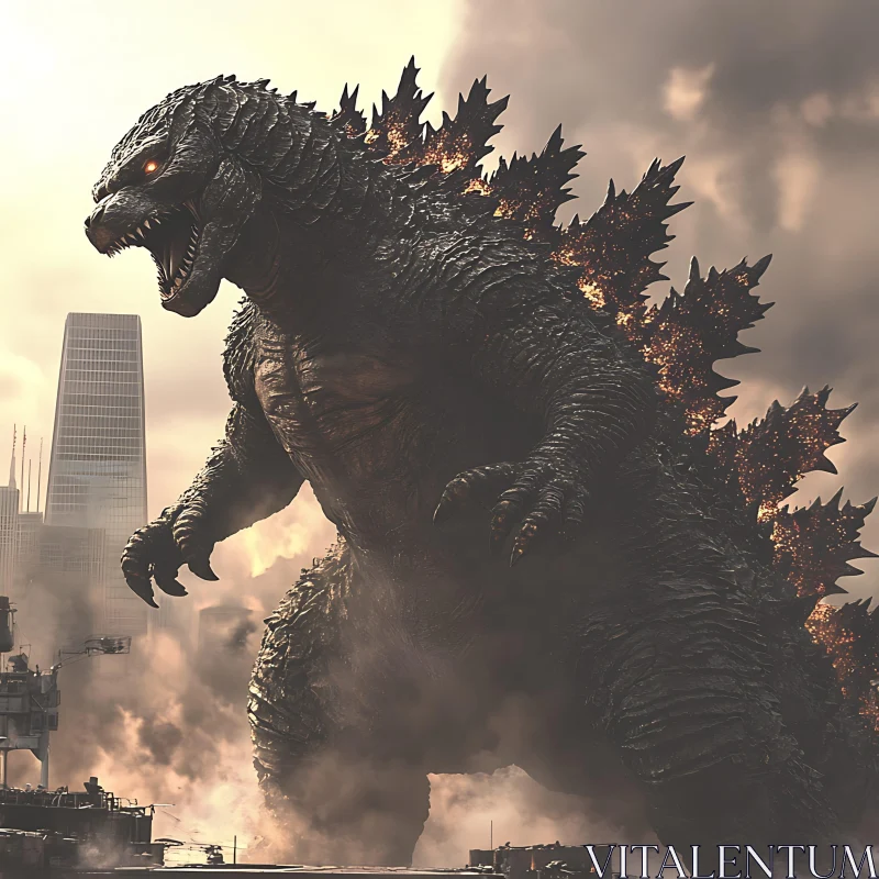 AI ART Roaring Beast in Urban Chaos