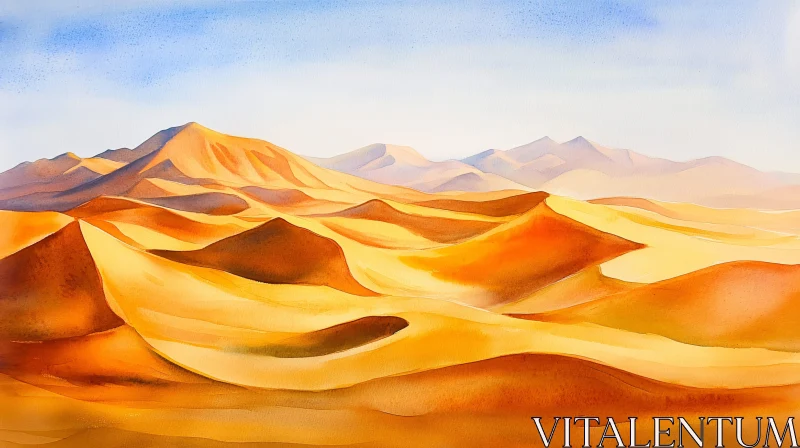 AI ART Golden Sand Dunes under Clear Blue Sky