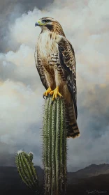 Hawk and Cactus: Nature’s Desert Majesty