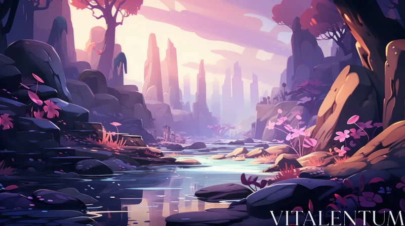 AI ART Sci-fi Romantic Riverscape: Metropolis Meets Nature