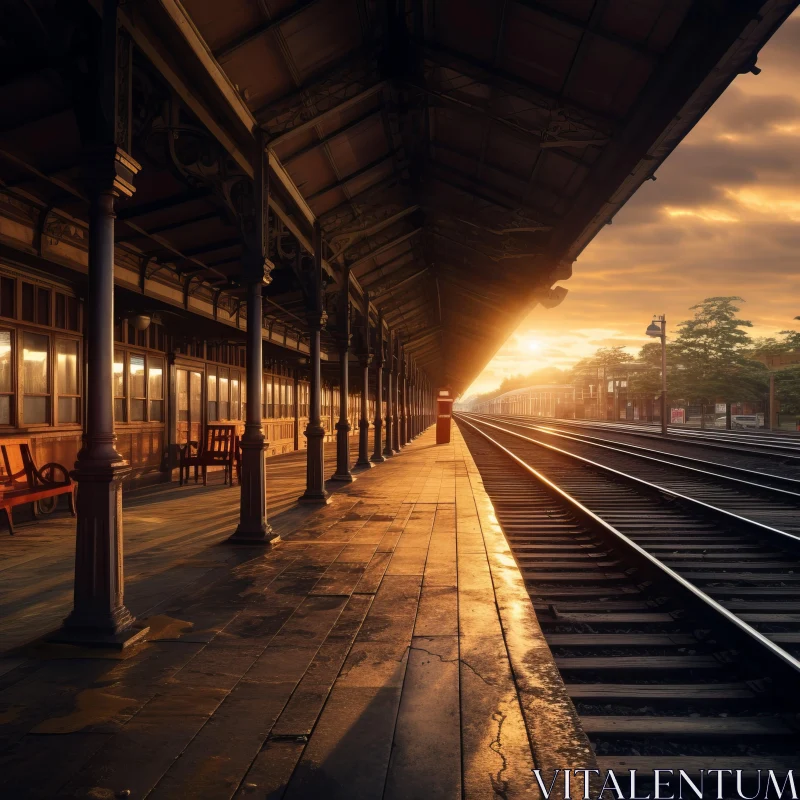 Serene Sunset at the Manapunk Train Station AI Image
