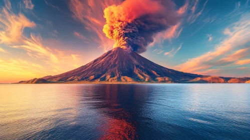 Majestic Volcanic Eruption at Twilight