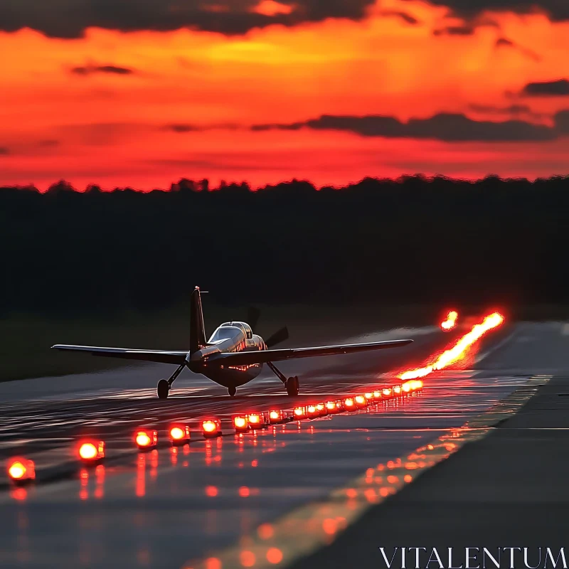 Sunset Airplane Departure AI Image